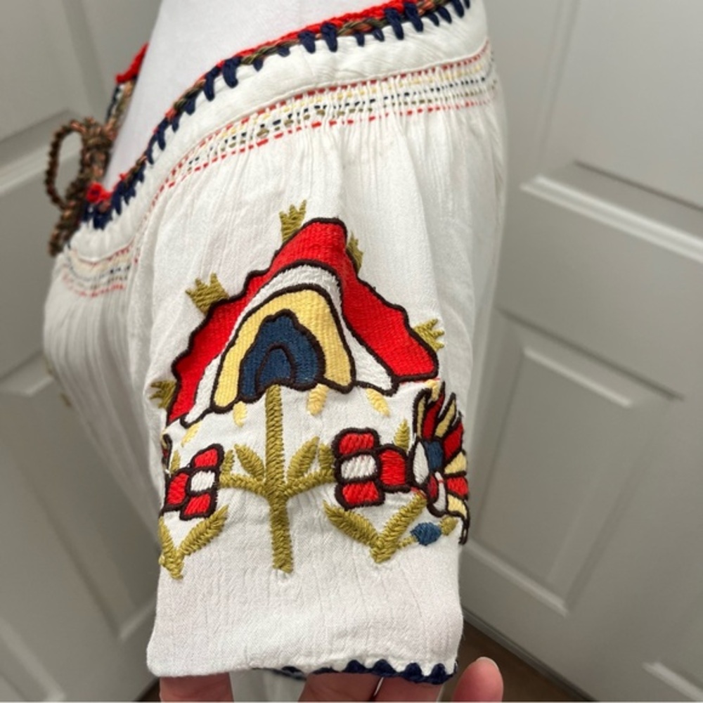 Free People‎ White Embroidered Maxi Dress Boho Cottagecore Hippy Y2K Romance 43” - Picture 8 of 14
